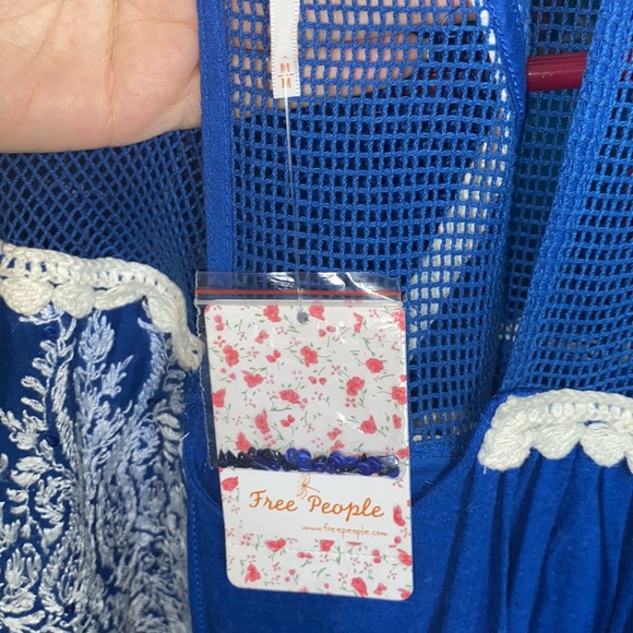 Free People Embroidered Sequin Mesh Balloon Peasant Blouse Top - Picture 11 of 13